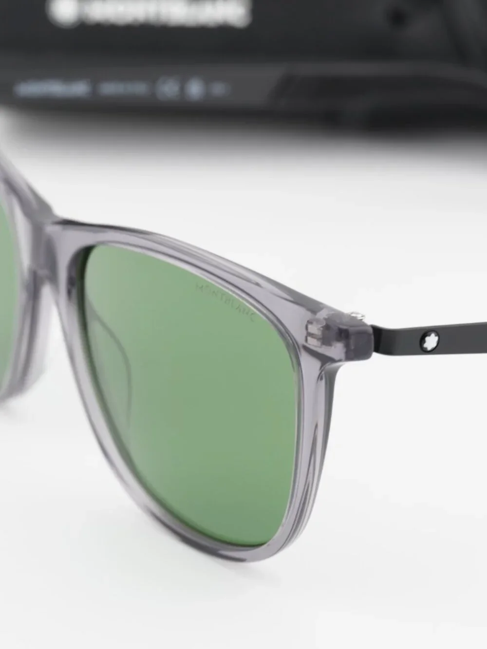 Montblanc MB0330S 002 Square Sunglasses - Grey / Black / Green